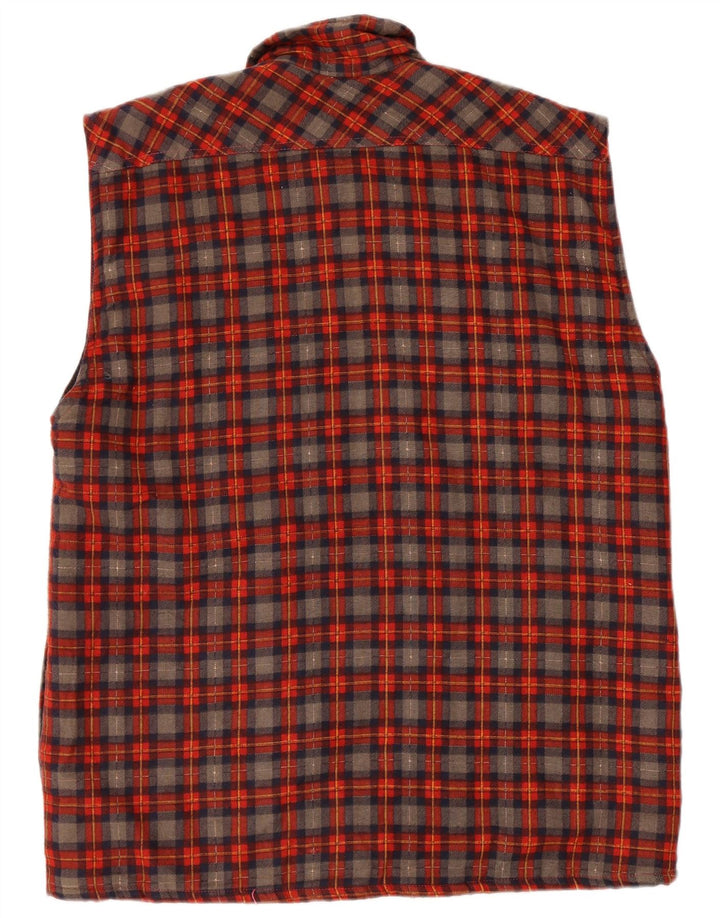 Vintage Herren Flanellhemd, ärmellos, groß, rot kariert