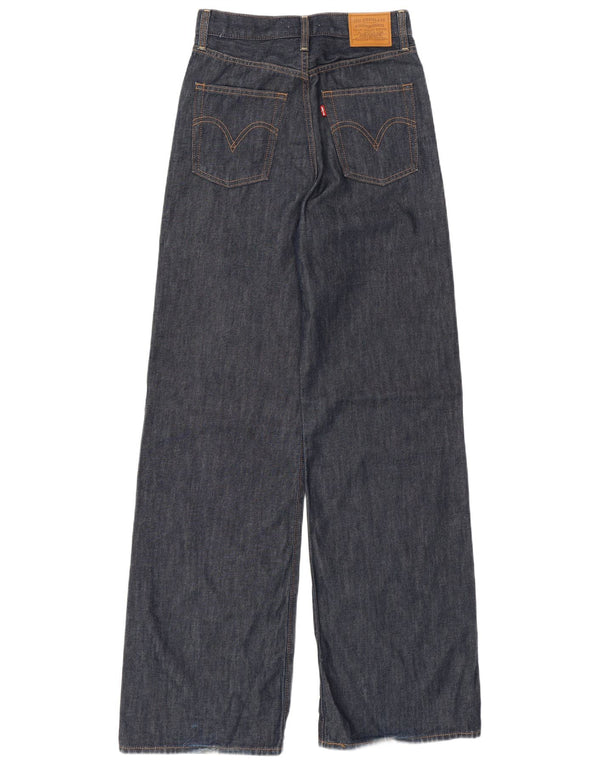 LEVI'S Damen Ribcage High Waist Wide Leg Jeans W27 L34 Marineblaue Baumwolle
