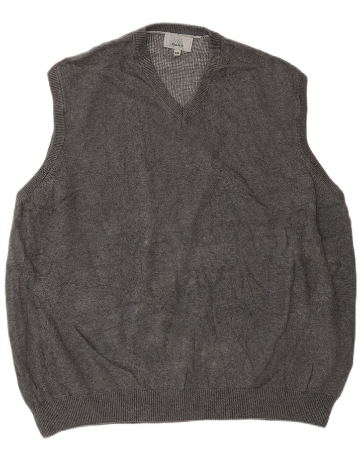 Marks & Spencer Herren-Tanktop mit normaler Passform, 2XL, graue Baumwolle