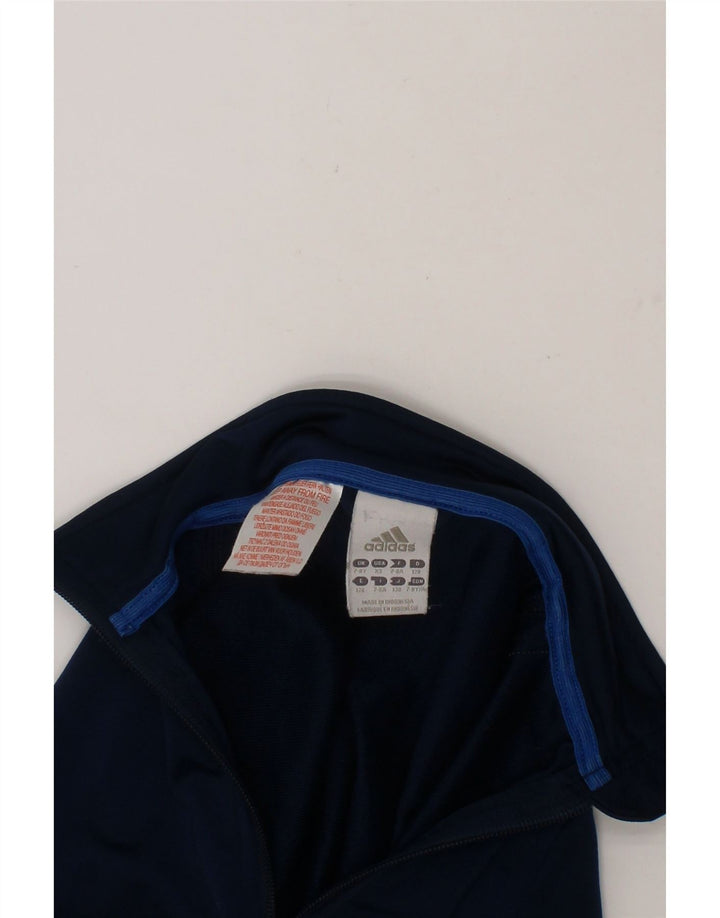 ADIDAS Boys Tracksuit Top Jacket 7-8 Years Navy Blue Colourblock Polyester Vintage Adidas and Second-Hand Adidas from Messina Hembry 