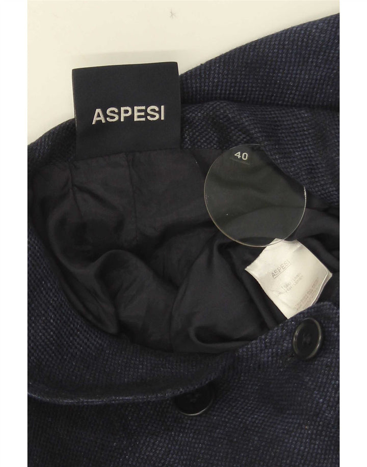 Aspesi Damen Pea Coat mit 3/4-Ärmeln, IT 40, Small, Blau, Leinen