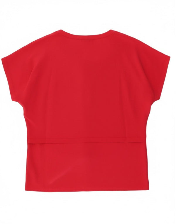 Luciano Soprani Damen Kurzarm-Hemdbluse IT 42 Mittelrosa Seide