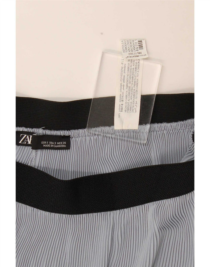 Zara Damen Cullotes Capri-Hose, Größe S, W26, L22, Blau, Polyester
