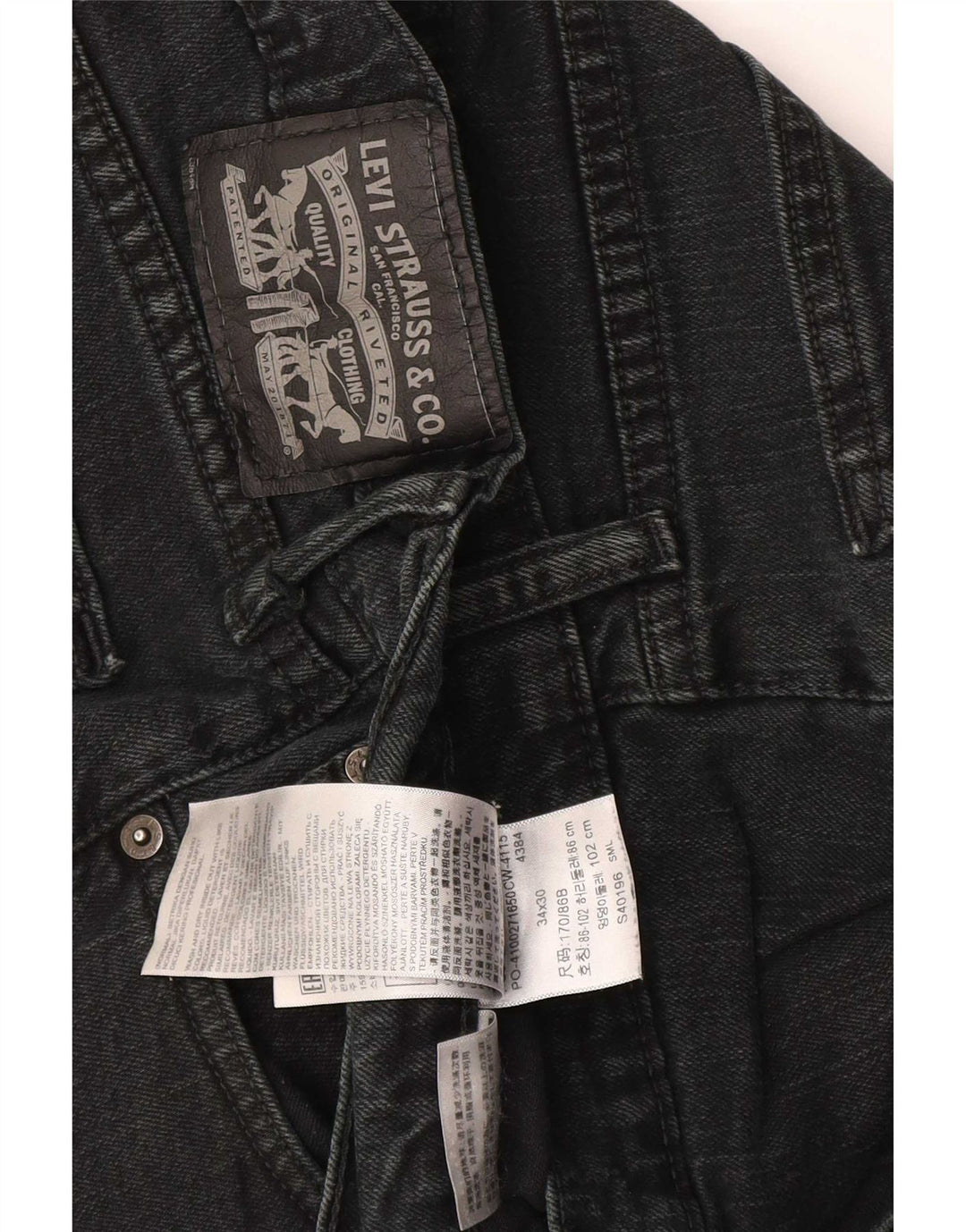 Levi's Herren Straight Jeans W34 L30 Schwarze Baumwolle