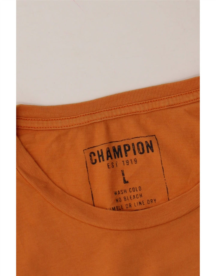 CHAMPION Mens Graphic T-Shirt Top Large Orange Vintage Champion and Second-Hand Champion from Messina Hembry 