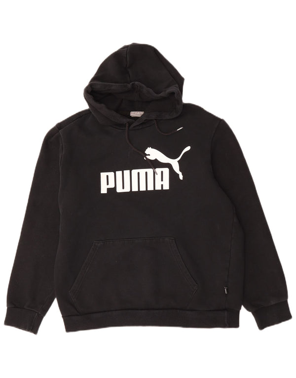 Puma Herren Grafik-Hoodie-Pullover aus mittelschwarzer Baumwolle