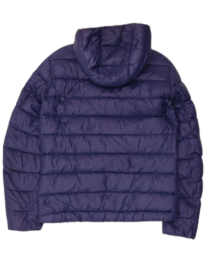 Blauer wattierte Herrenjacke mit Kapuze, UK 40, Größe L, marineblau, Polyamid