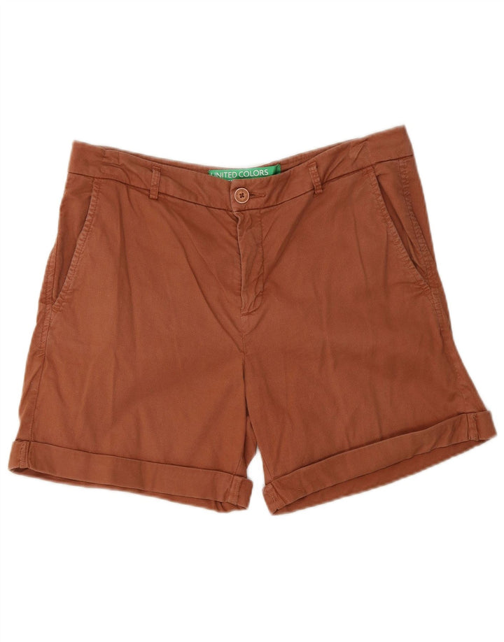 BENETTON Damen Chinoshorts UK 10 Small W30 Braune Baumwolle