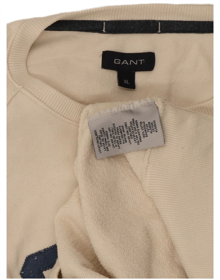 Gant Herren Grafik-Sweatshirt-Pullover XL aus weißer Baumwolle
