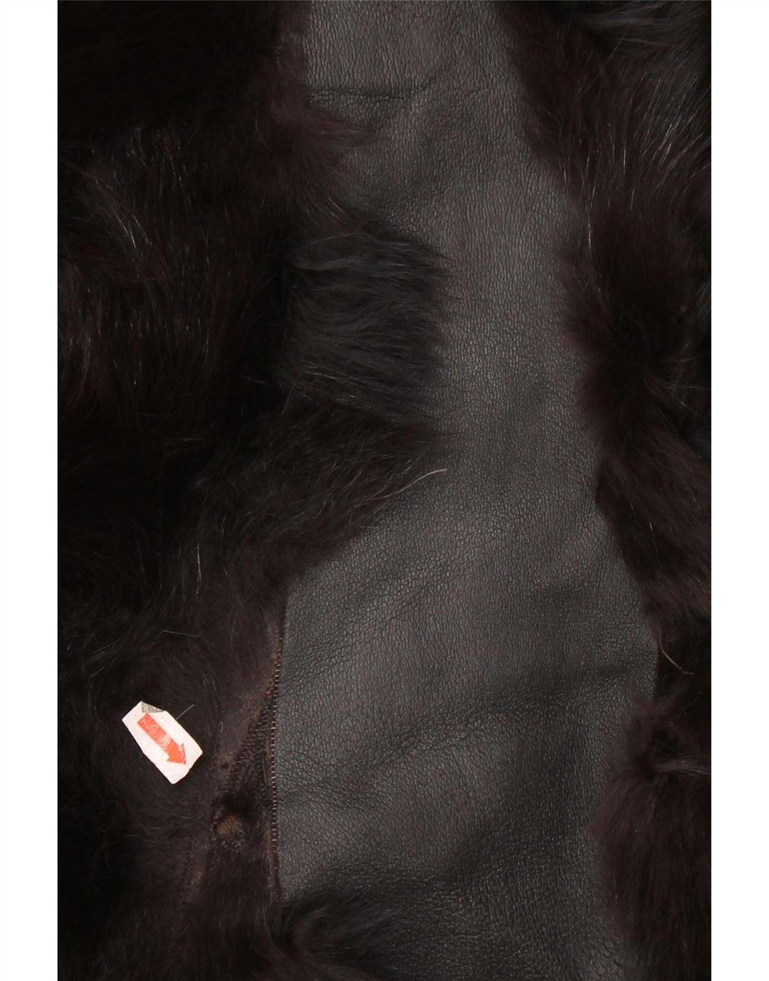 Vintage Damen Pelzlederjacke UK 14 Medium Schwarz