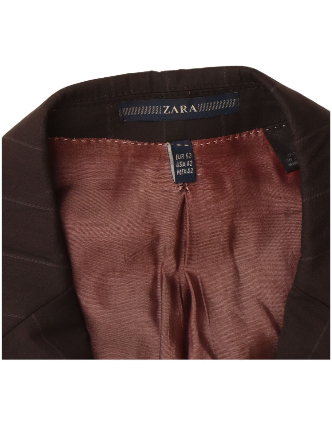 Zara Herren-Blazer mit 2 Knöpfen, EU 52, große schwarz gestreifte Wolle