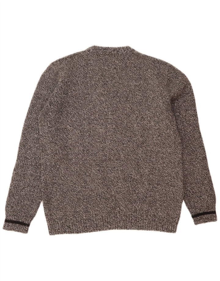Fred Perry Herren-Pullover mit Rundhalsausschnitt, groß, grau gesprenkelte Wolle