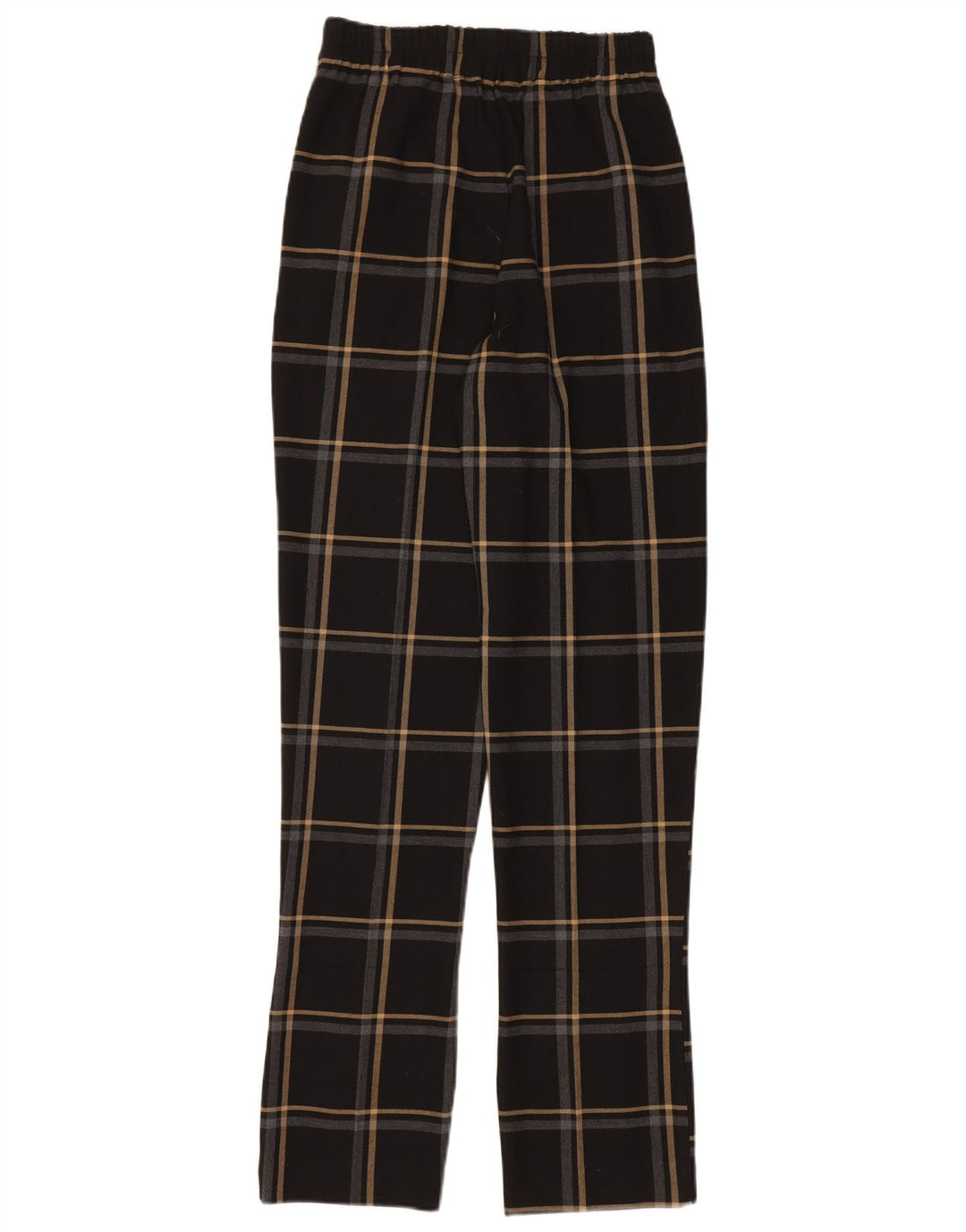 Zara Damen Slim Chino-Hose XS W24 L34 Schwarz kariertes Polyester