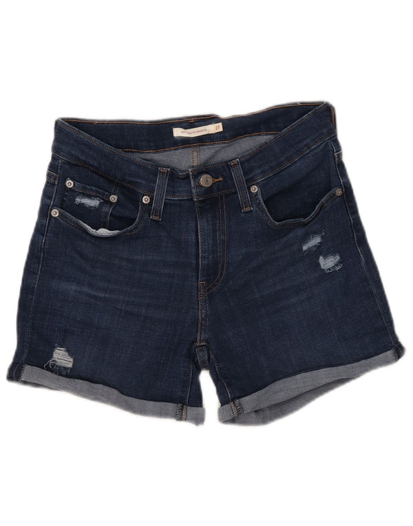 Levi's Damen Distressed Mid Rise Denim Shorts W27 Small Blaue Baumwolle