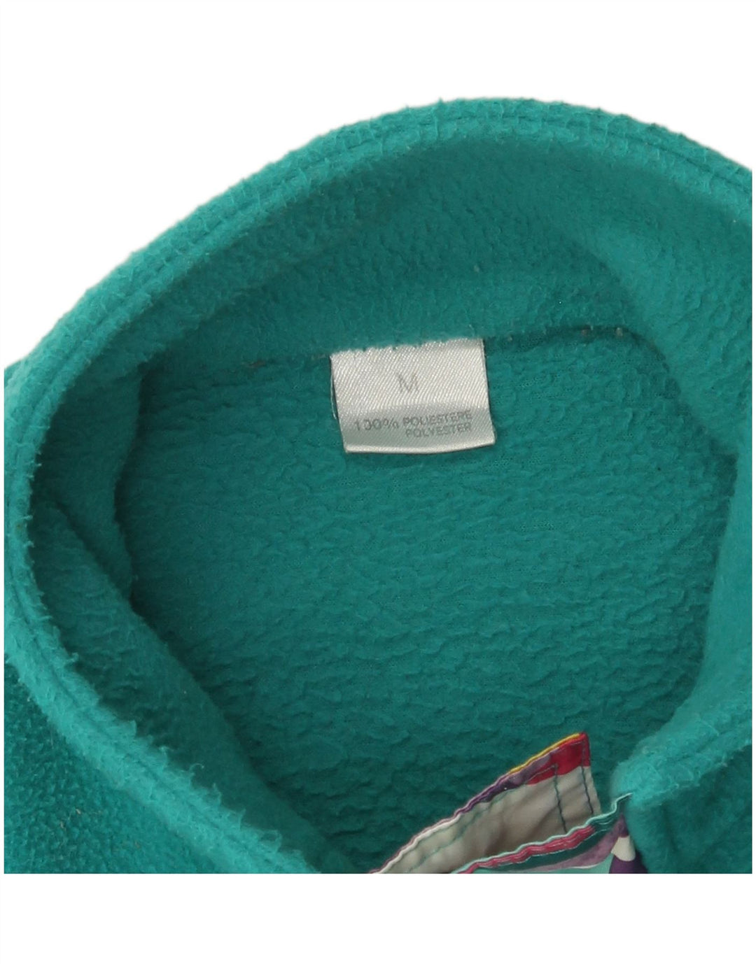 Basic Herren-Fleecepullover mit Knopfkragen, Mitteltürkis, geometrisches Polyester
