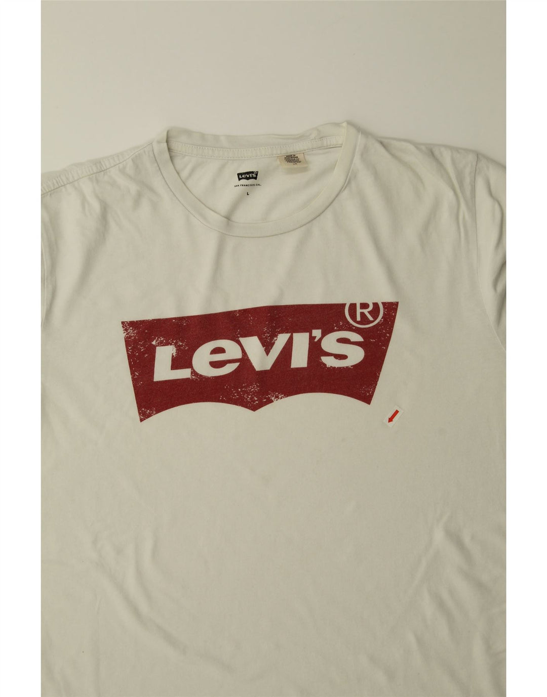 LEVI'S Mens Graphic T-Shirt Top Large White Cotton Vintage Levi's and Second-Hand Levi's from Messina Hembry 