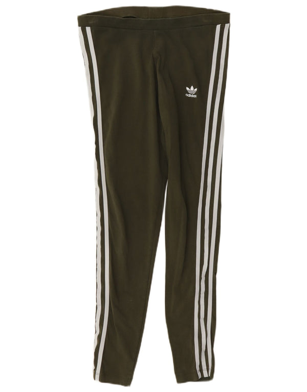 Adidas Damen Leggings UK 14 Medium Khaki Baumwolle