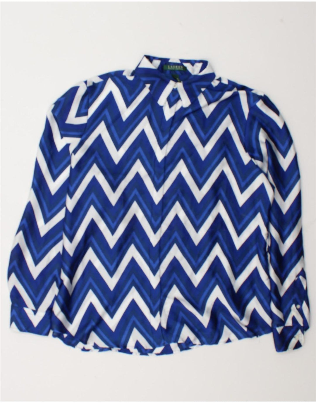 Ralph Lauren Damen-Hemdbluse, UK 18, XL, blaues Chevron-Polyester