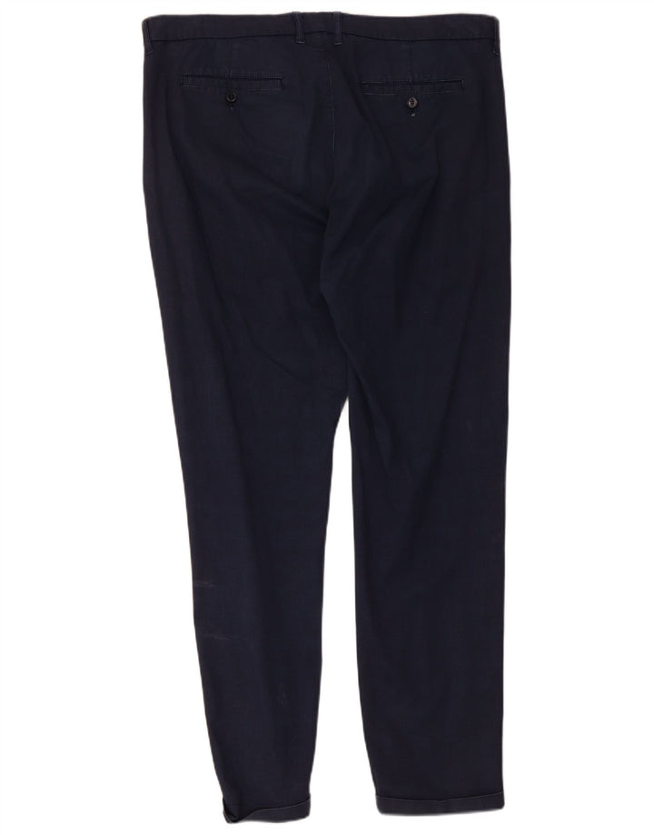 Fay Herren Slim Chino-Hose W38 L30 Marineblau kariert