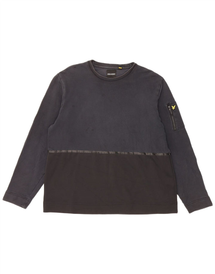 Lyle & Scott Herren Sweatshirt Pullover XL Schwarz Colourblock Baumwolle