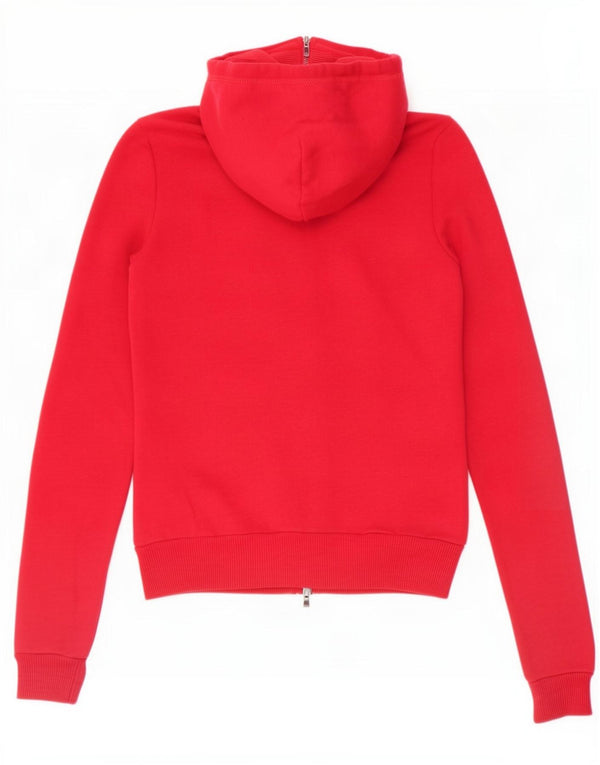 Abercrombie & Fitch Damen-Kapuzenpullover mit grafischem Reißverschluss, UK 6 XS, rote Baumwolle