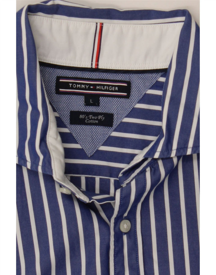Tommy Hilfiger Herrenhemd, groß, blau gestreift, Baumwolle