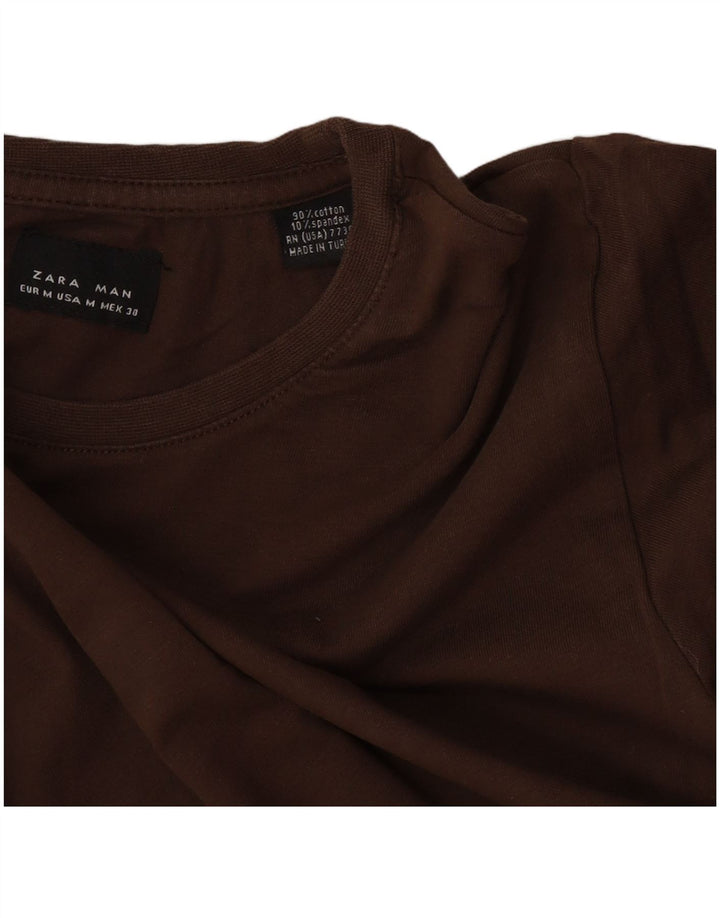 Zara Herren T-Shirt Top mittelbraune Baumwolle