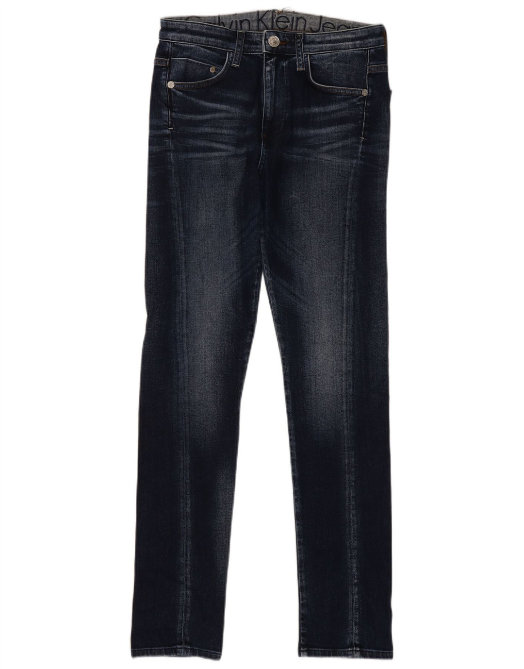 Calvin Klein Damen Slim Jeans W29 L30 Marineblau Baumwolle