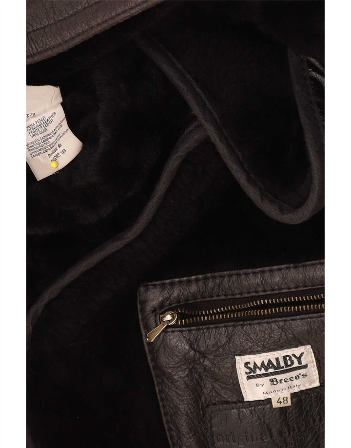 Breco's Herren-Lammfellmantel IT 48 Mittelschwarzes Leder