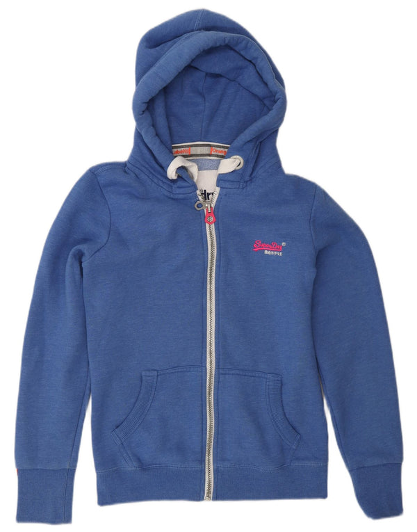 SUPERDRY Damen-Kapuzenpullover mit Reißverschluss, Gr. 10, Größe S, Blau, Baumwolle