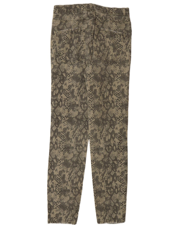 Zara Damen Slim Jeans EU 40 Medium W30 L28 Khaki Animal Print