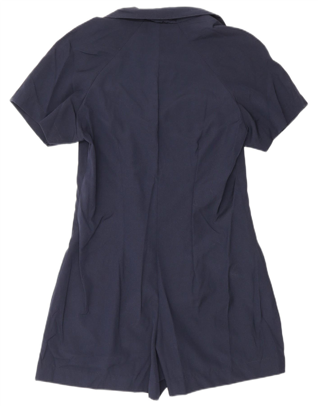 Vintage Damen Kurzärmeliger Playsuit UK 12 Medium Marineblau Polyester