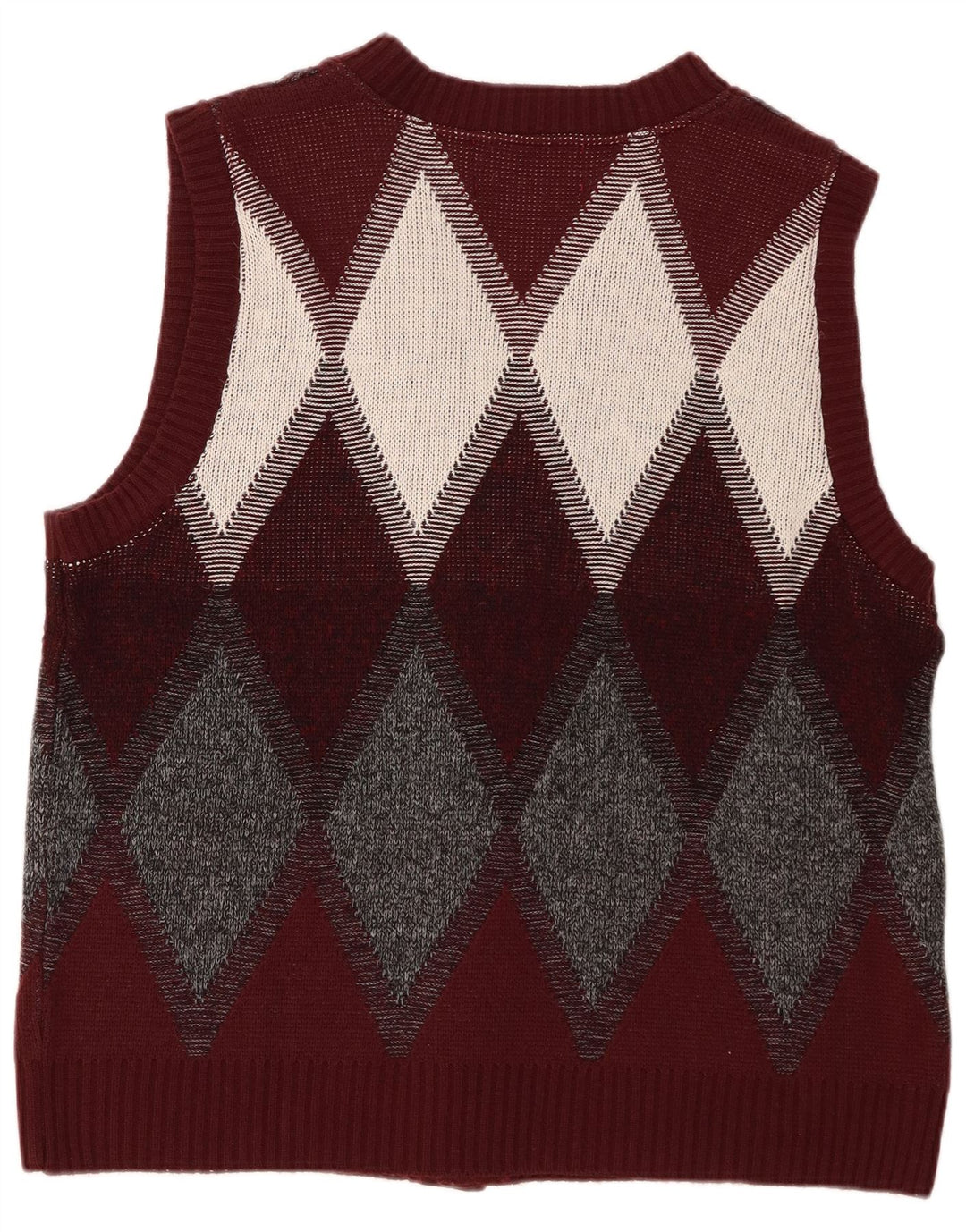 Vintage Herren Strickjacke Pullover Groß Burgund Argyle/Diamant