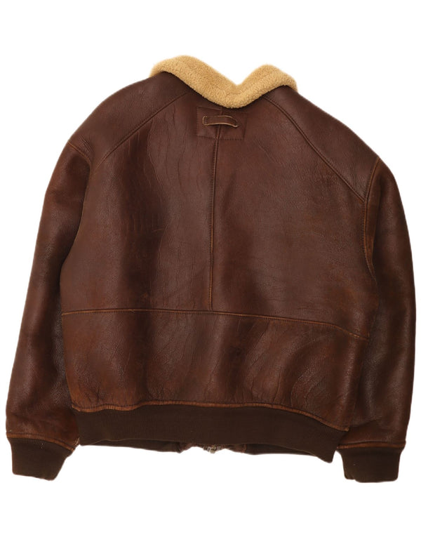 Vintage Herren Bomber Shearling Jacke UK 42 XL Braun