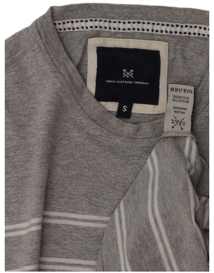 Crew Clothing Herren-T-Shirt-Oberteil, klein, grau gestreift, Baumwolle