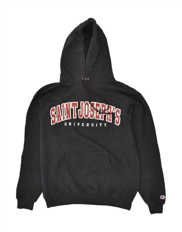 CHAMPION Mens Graphic Hoodie Jumper Medium Black Cotton Vintage Champion and Second-Hand Champion from Messina Hembry 