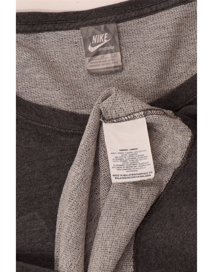 Nike Damen Graphic Off Shoulder Sweatshirt Pullover UK 12 Mittelgraue Baumwolle