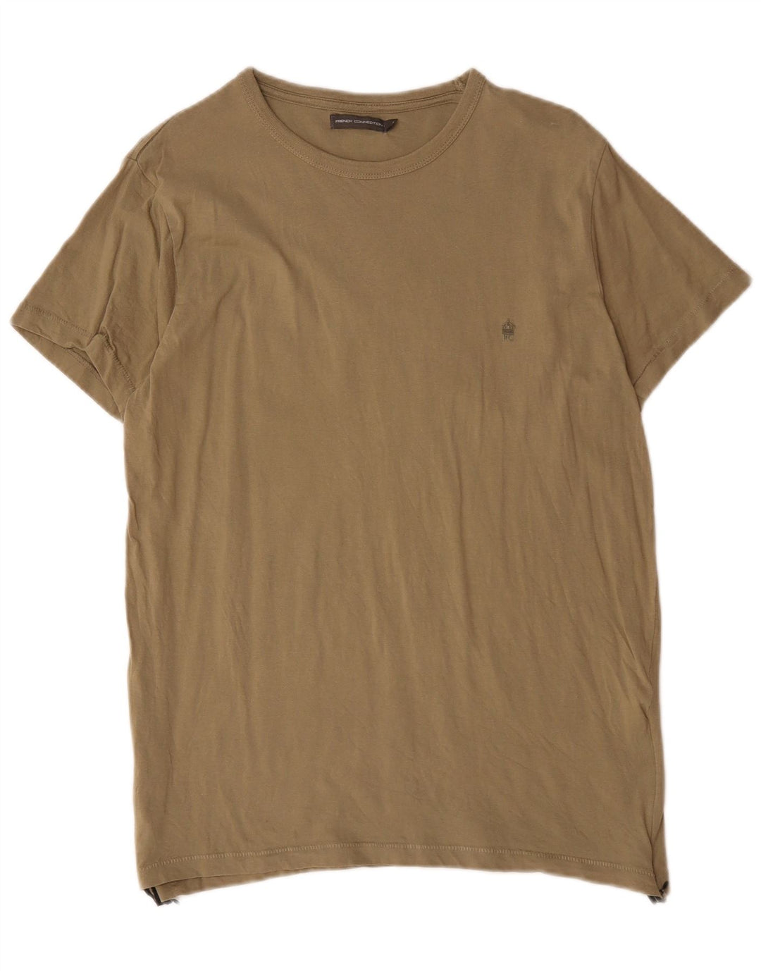 French Connection Herren-T-Shirt-Oberteil, groß, Khaki, Baumwolle