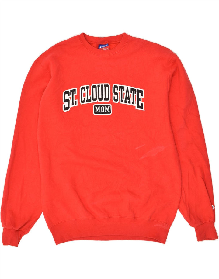 CHAMPION Mens Graphic Sweatshirt Jumper Medium Red Cotton Vintage Champion and Second-Hand Champion from Messina Hembry 