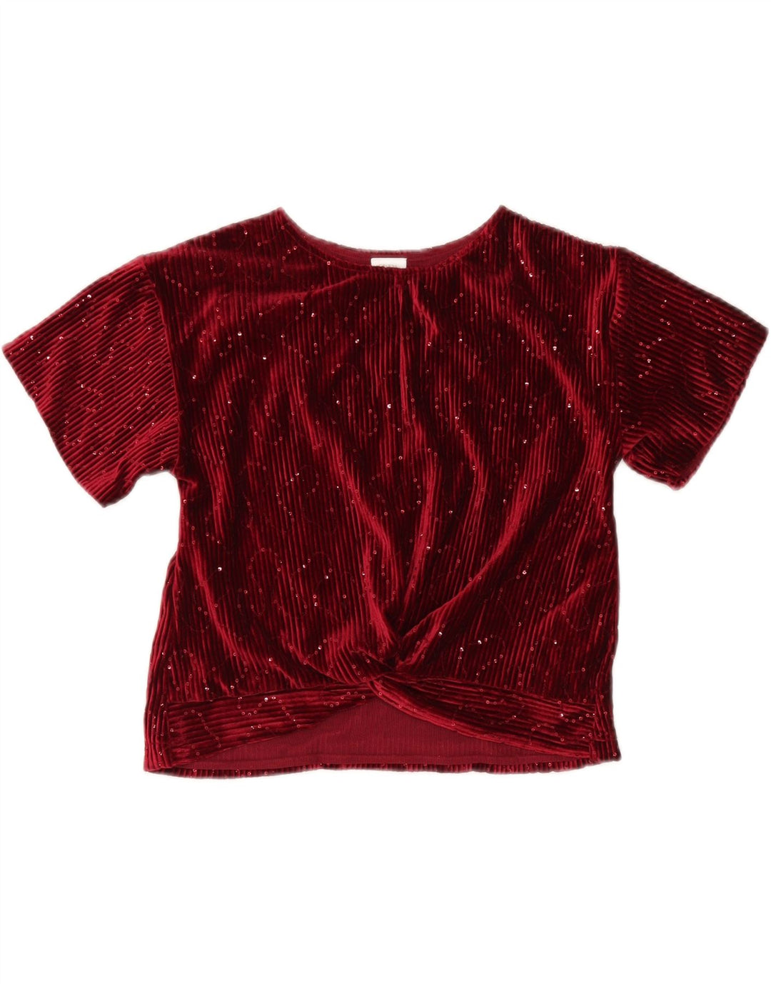 Zara Velours-Blusenoberteil für Mädchen, 9–10 Jahre, rotes Polyester