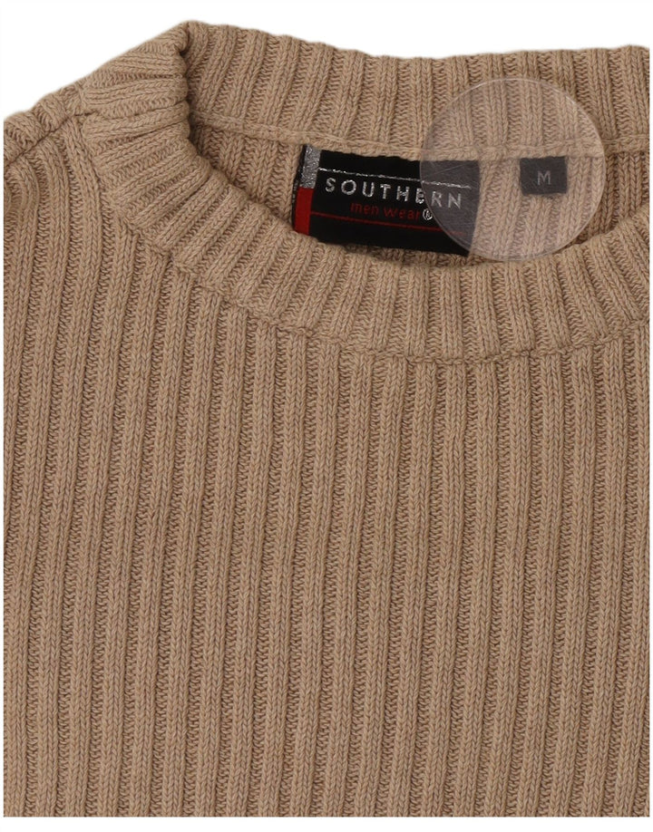 Southern Herren-Pullover mit grafischem Rundhalsausschnitt, Mittelbeige, Farbblock
