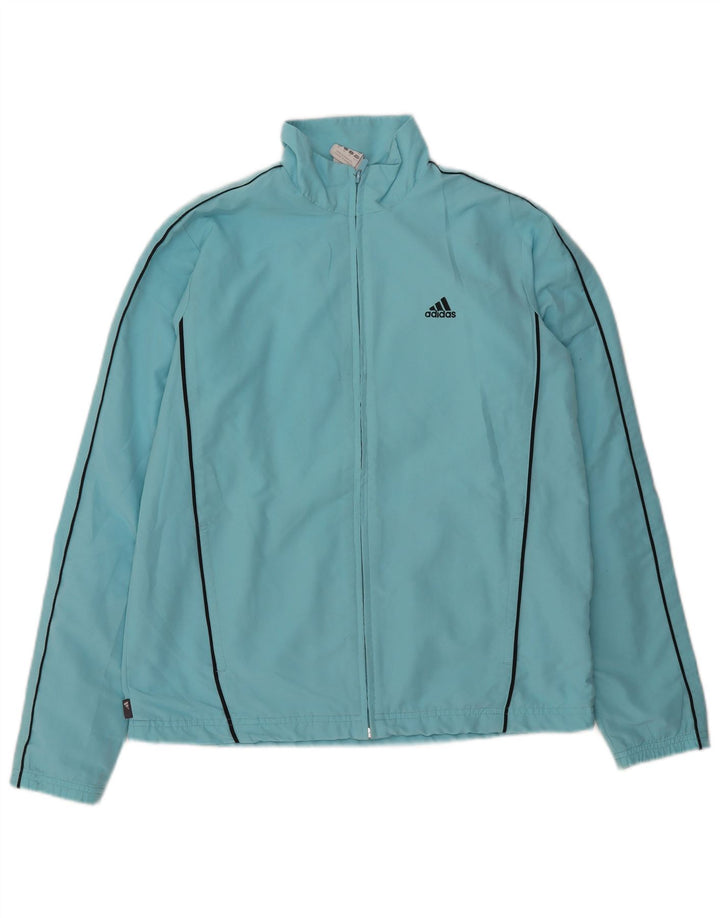 Adidas Damen Trainingsanzug Top Jacke UK 14 Large Blau Polyester