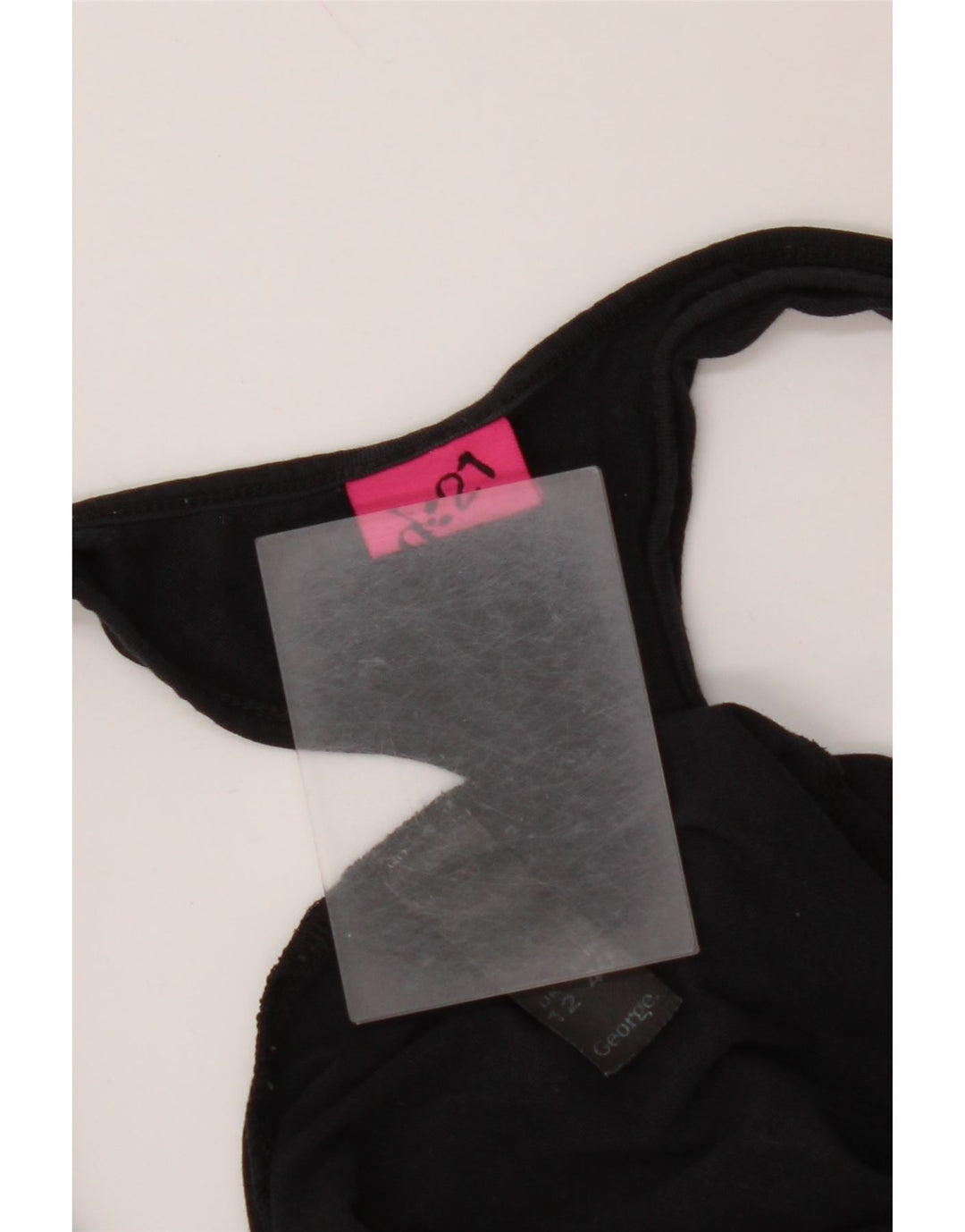 VINTAGE Damen Grafik-Weste-Top UK 12 Mittelschwarze Baumwolle