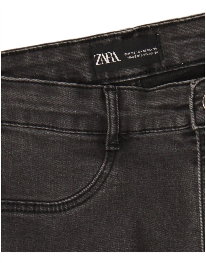 Zara Damen Distressed-Cropped-Jeans EU 38 Small W28 L25 Grau
