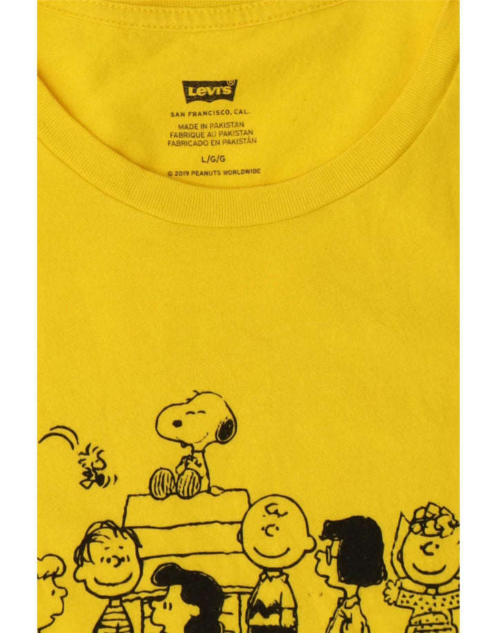 Levi's Herren Peanuts Graphic T-Shirt Top Large Gelb Baumwolle