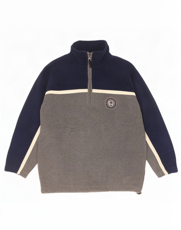 Campagnolo Herren-Fleecepullover mit Reißverschluss am Hals, mittelgraues Farbblock-Polyester