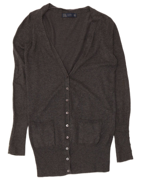 Zara Damen-Cardigan-Pullover UK 12 Mittelgrauer Rayon