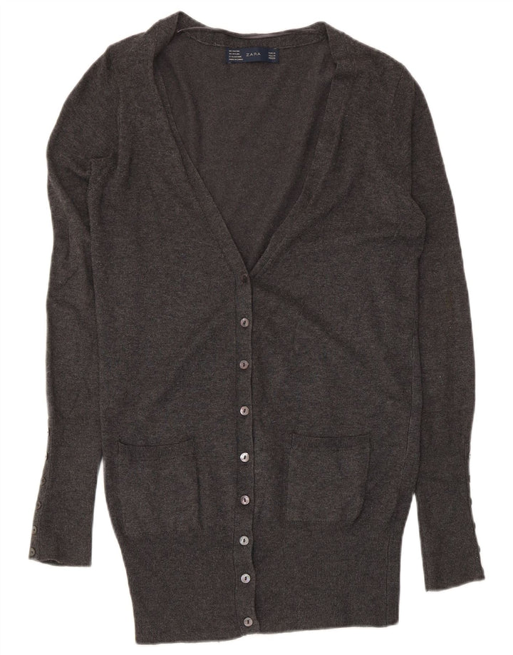 Zara Damen-Cardigan-Pullover UK 12 Mittelgrauer Rayon
