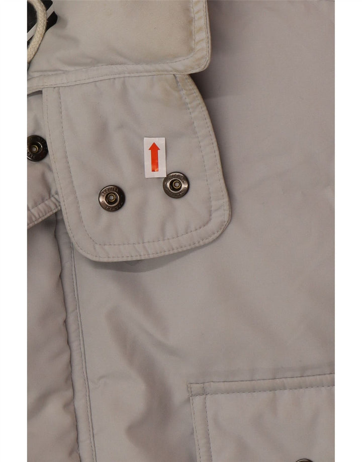 VINTAGE Herren Loose Fit Wattierter Mantel UK 36 Small Grau Polyester