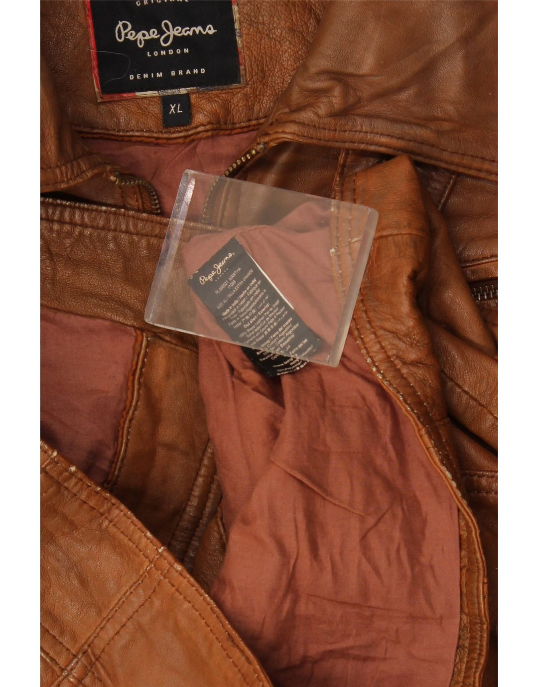 PEPE Jeans Damen Crop Lederjacke UK 18 XL Braun